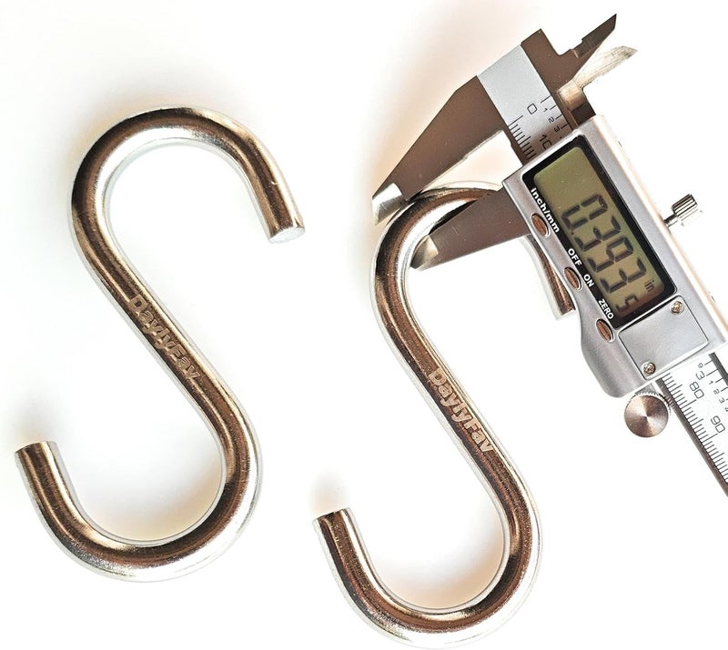 DaylyFav 2 Pack 4.5" S Hooks for Hanging Heavy Duty Porch Swing Hammock Stand Punching Bags Hanger, Holds 700 Lbs, 3/8" Thick 304-Stainless Steel Large S-Hooks - Image 1